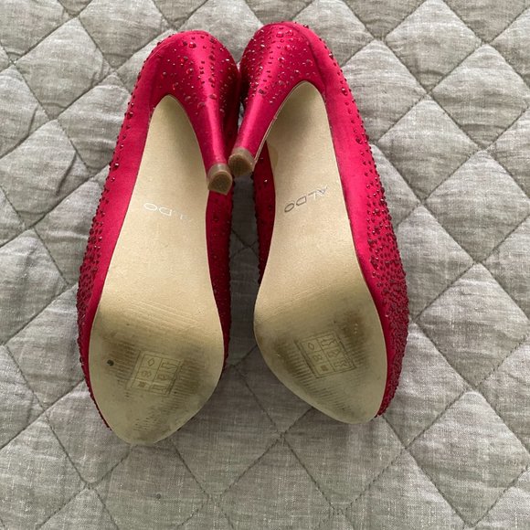 ALDO Loann Red Ruby Rhinestone Pumps, Size 5/35 - Picture 6 of 8